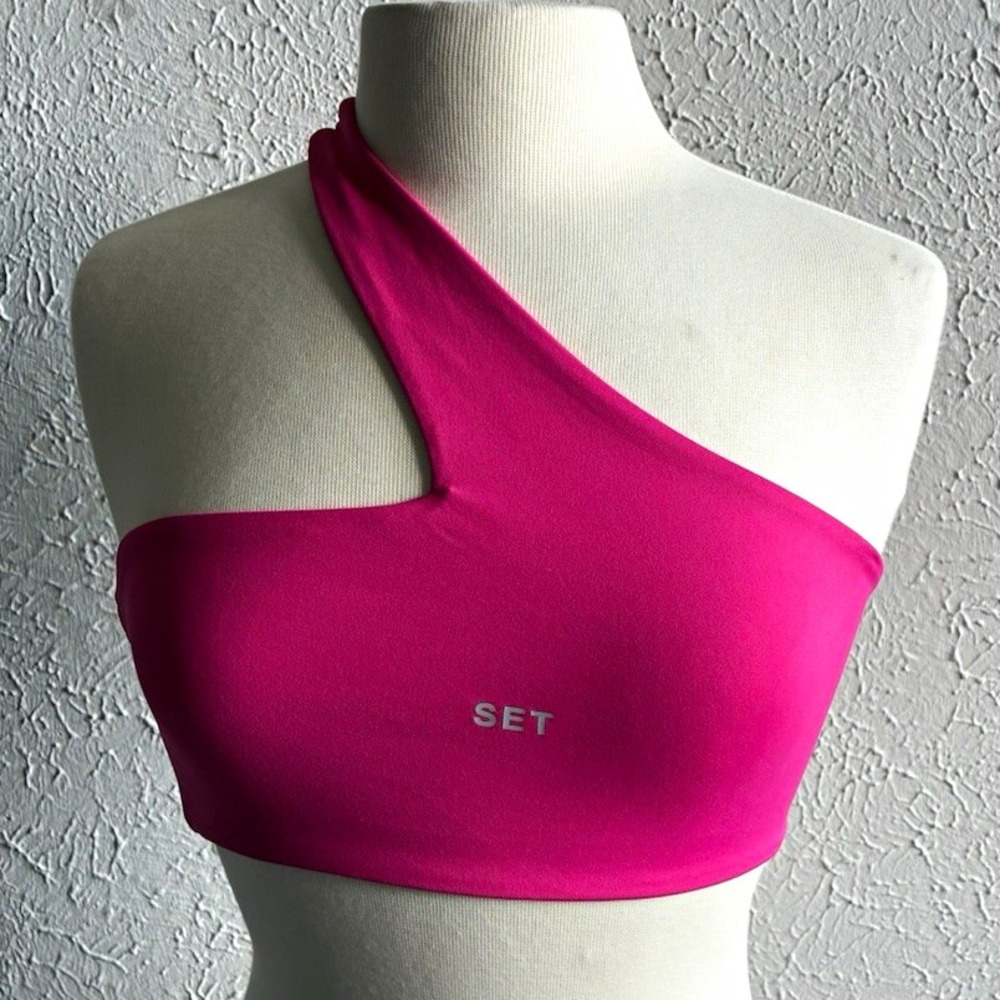 SET Active Luxform One Shoulder Sports Bra Pink Size S Athletic Top